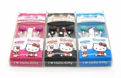 可爱hello Kitty耳机猫头 入耳式MP3 -卡通耳机通用耳机KT100	