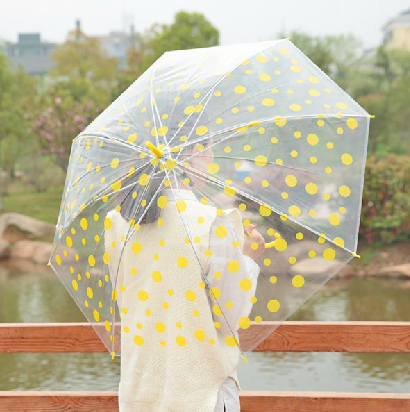 加小清新厚糖果色透明雨伞 小清新长柄伞-混色