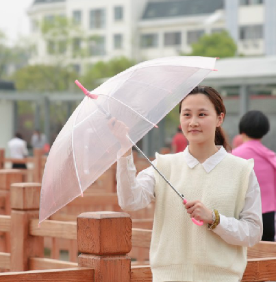 加厚小清新糖果色透明雨伞...