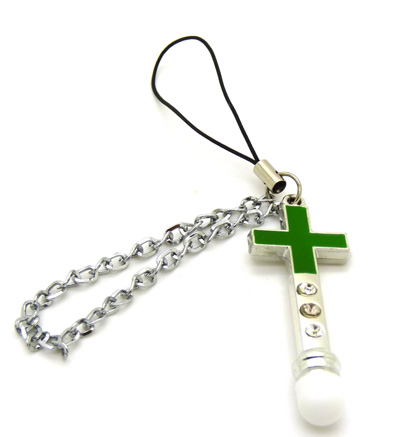  合金镶钻十字架手机绳 明星手机链	