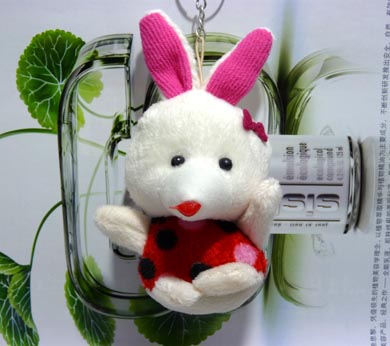 粉耳小白兔挂件	