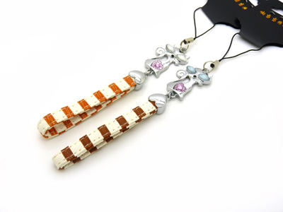  新款手机绳挂件 个性合金皮革 -合金手机链	