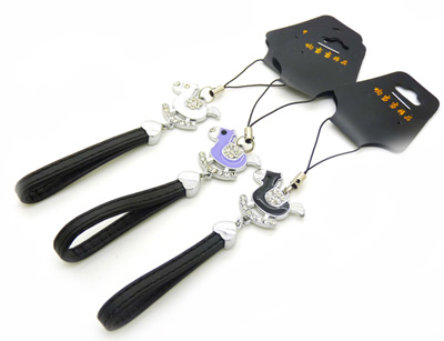 新款手机绳挂件 个性合金皮革 -合金手机链	