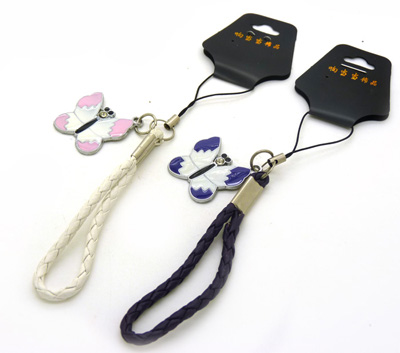 新款手机绳挂件 个性合金皮革 -合金手机链