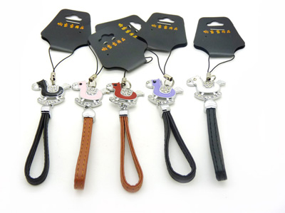 新款手机绳挂件 个性合金皮革 -合金手机链