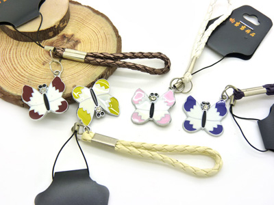 新款手机绳挂件 个性合金皮革 -合金手机链	