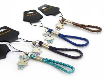 合金皮革手机挂件 时尚挂件 -合金手机链	