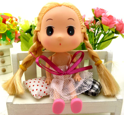 婚庆小礼品 儿童生日礼物---双辫迷糊娃挂件