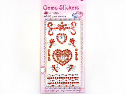 手机汽车大颗宝石贴画独立背胶心形奖励贴纸-9号