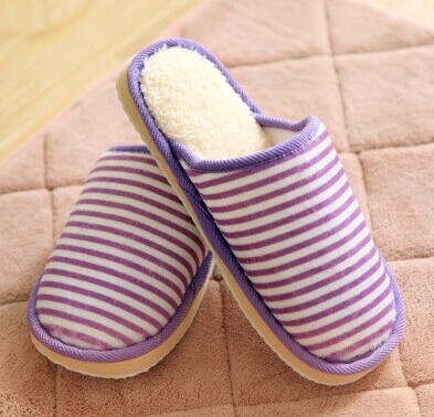 简约横条纹时尚室内棉拖鞋/迎宾棉拖-混色