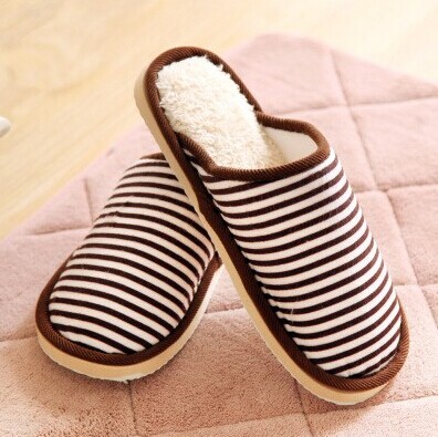 简约横条纹时尚室内棉拖鞋/迎宾棉拖-混色	