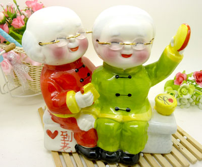 招财进宝 创意储蓄罐 开运开业摆件/8寸吉祥老人存钱罐	