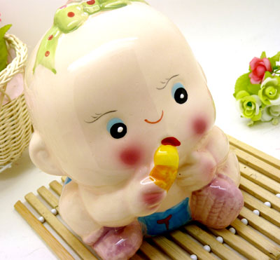 招财进宝 创意储蓄罐 开运开业摆件/8寸娃娃存钱罐	