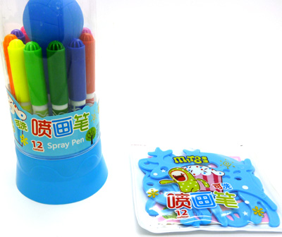 可水洗喷色笔 12色喷喷笔水彩笔喷绘笔 喷画笔