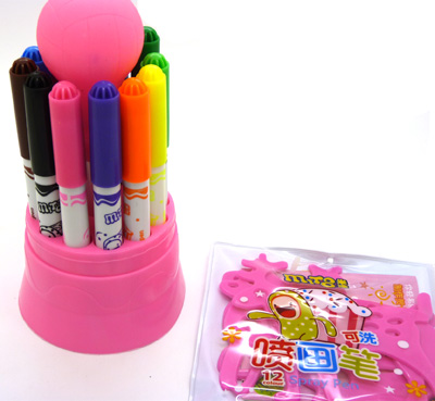 可水洗喷色笔 12色喷喷笔 水彩笔喷绘笔 喷画笔