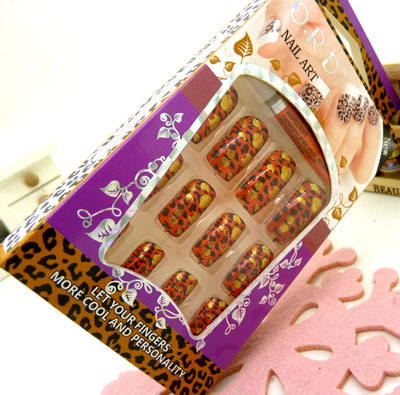 成品甲片 金属电镀假指甲---N012豹纹甲片