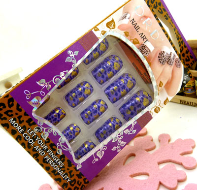 成品甲片 金属电镀假指甲---N012豹纹甲片