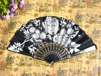 工艺扇蓝棉布舞蹈扇 表演跳舞扇子舞台道具折扇-----14号