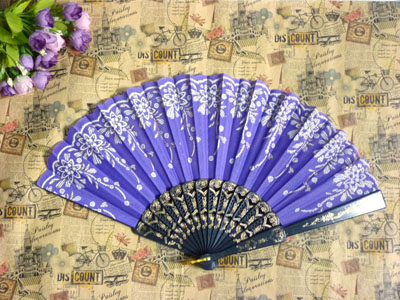 工艺扇蓝棉布舞蹈扇 表演跳舞扇子舞台道具折扇-----14号