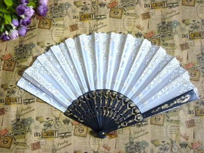 工艺扇蓝棉布舞蹈扇 表演跳舞扇子舞台道具折扇-----14号