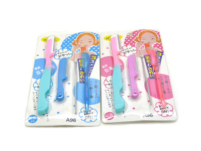 修眉刀 刀片 挖耳勺 眉梳 美妆工具4件套A96