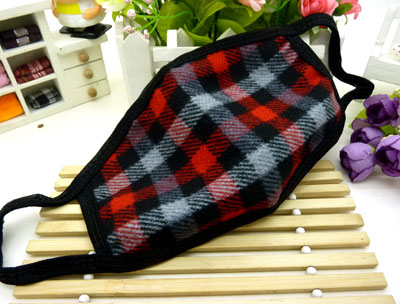 简约格子棉布口罩 时尚简约 防风口罩 防沙保暖口罩