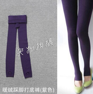 蓝荆花秋冬款修身美体暖绒踩脚打底裤/保暖裤	