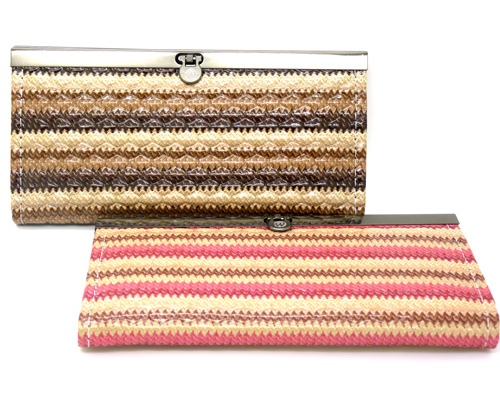 新款条纹长款韩版女士钱夹 卡包女手拿女钱包	