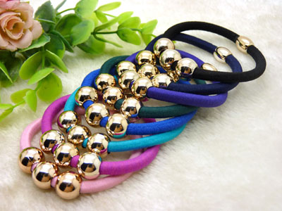 韩版进口正品发饰头饰品 一圈金色珠子的亮丝小发圈 皮筋-4号