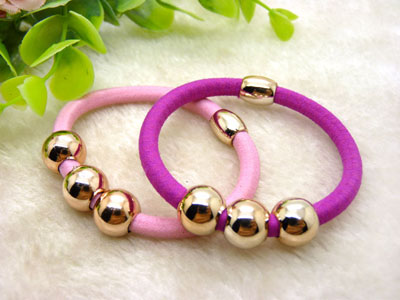 韩版进口正品发饰头饰品 一圈金色珠子的亮丝小发圈 皮筋-4号	