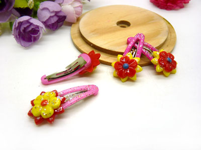 儿童发饰宝宝卡通鸭嘴夹边夹发卡边夹-长通对夹4支装-17号	