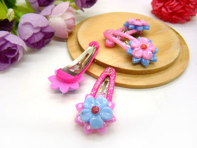 儿童发饰宝宝卡通鸭嘴夹边夹发卡边夹-长通对夹4支装-17号	