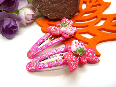 儿童发饰宝宝卡通鸭嘴夹边夹发卡边夹-长通对夹-15号	