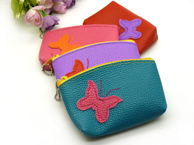 小清新PU 方形蝴蝶 零钱包钥匙包 硬币包-19号	