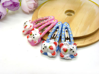 儿童发饰宝宝卡通鸭嘴夹边夹发卡边夹-长通对夹4支装-13号	