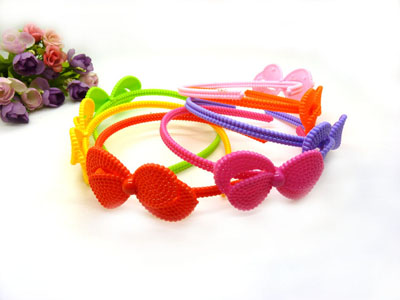 糖果色塑料发箍 三朵小花蝴蝶彩色儿童发饰