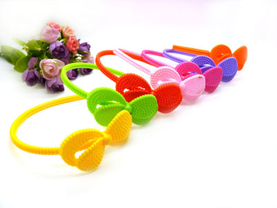 糖果色塑料发箍 三朵小花蝴蝶彩色儿童发饰	