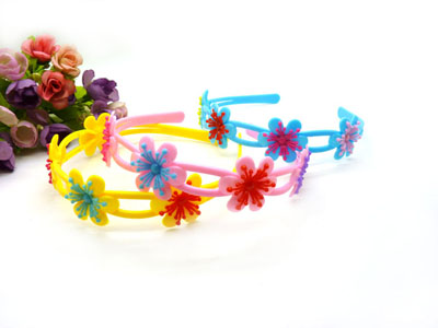 儿童彩色刺绣花朵花环发箍头箍 公主高贵典雅 春夏流行发饰品	