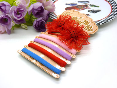 儿童女款宝宝发夹压夹头绳发绳皮筋发饰饰品蕾丝-花压对夹皮筋套装