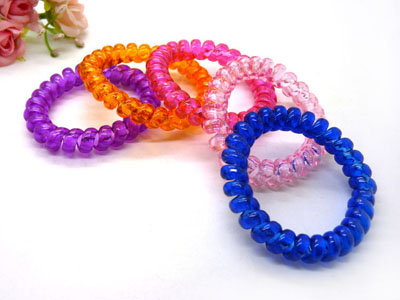 糖果色透明电话线发圈发绳果冻皮圈发饰电话线皮筋头绳-透明大手环	