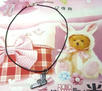 黑蜡皮绳钢扣个性时尚/项链	