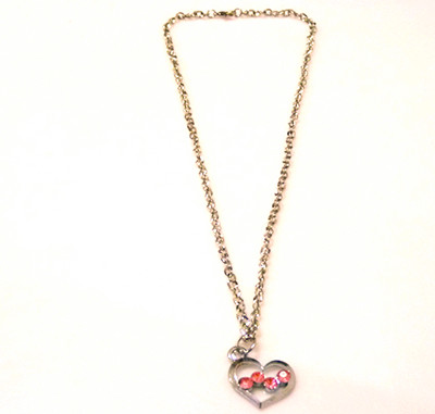 镶红钻心心相印/项链