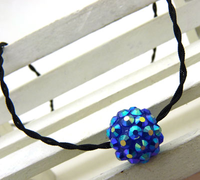 时尚圆球毛衣链 韩国项链 球型项链镶亮片 