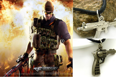 男女皮绳项链 穿越火线 机枪 手枪吊坠 超酷火线项链	