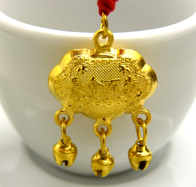 儿童长命锁仿金项链吊坠	