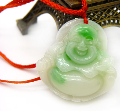 翡翠玉佛吊坠 弥勒佛玉石红绳项链 观音吊坠款本命年鸿运佛