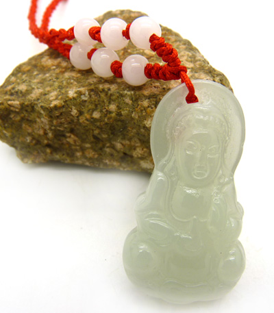 玉观音红绳珍珠项链 男女时尚翡翠玉珠项链