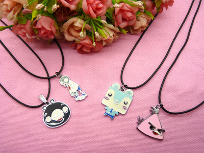 愤怒的小鸟皮绳项链坠子 学生礼物 -皮绳愤怒小鸟项链