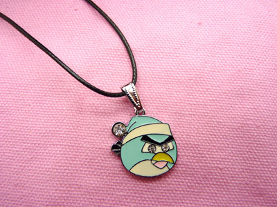 愤怒的小鸟皮绳项链坠子 学生礼物 -皮绳愤怒小鸟项链