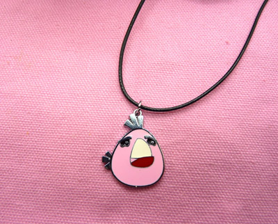 愤怒的小鸟皮绳项链坠子 学生礼物 -皮绳愤怒小鸟项链